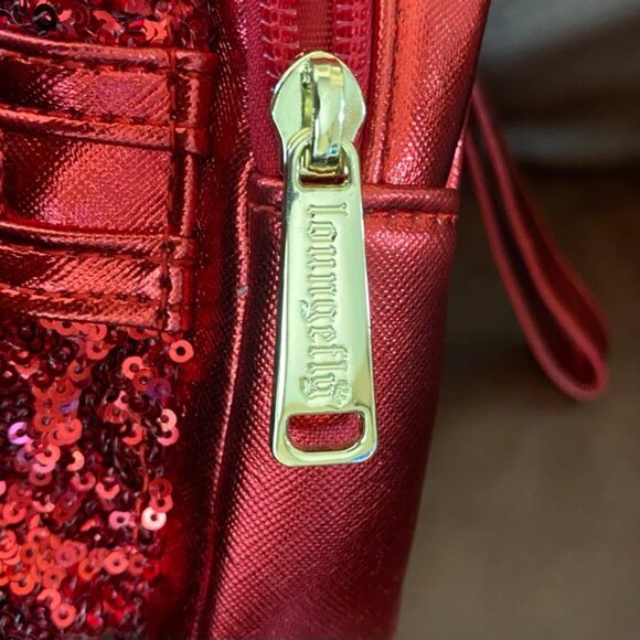 Disney Parks Loungefly Minnie Mouse Red Sequin Mini Backpack Purse Wrist… - Picture 7 of 10